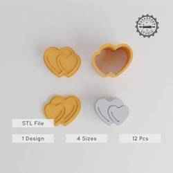 Hearts Bath Bomb Mold Set, XS/S/M/L, Love Symbol & Romantic Heart Shapes, 12-Piece 3D Print STL Collection