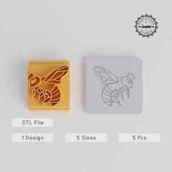 Bee Stamp Tile Set, 5 Sizes, Perfect for Clay, Cookies & Fondant, Insect Charm, Cute Animal Motif