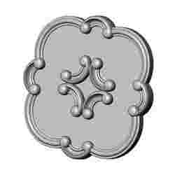 Rounded square carved corners scroll arc frame rosette relief 3D print model