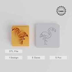 Flamingo Stamp Tile Set, 5 Sizes, Perfect for Clay, Cookies & Fondant, Exotic Bird Motif, Wildlife & Zoo Theme