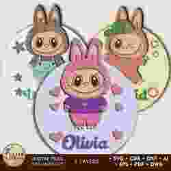 Labubu Character Personalized Kids Wall Art - Laser Cut Files