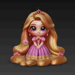 Rapunzel baby, princesses, Disney, Disney princesses. Figurine, girl, beautiful girl, doll, female doll, doll in dress, shoes and with long hair.