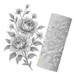 Peony Flower | Organic Debossed Pattern Roller for Clay | Peony Bouquet 3D Print Design