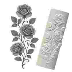 Vertical Rose Trio | Embossed Pattern Roller for Clay | 3D Printed Floral Design