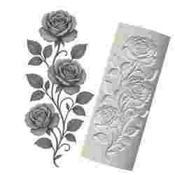 Vertical Rose Trio | Debossed Pattern Roller for Clay | 3D Printed Floral Design