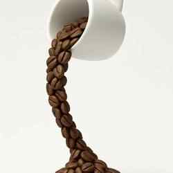 Floating Coffee Cup with Coffee Beans – 3D Model