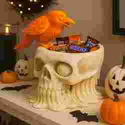 Skull & Raven Halloween Candy Bowl – Spooky 3D Printed Decor