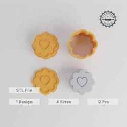 Love Insignia Bath Bomb Mold, Heart Symbol, Romance Badge, Love Emblem, 12-Piece Mold Set, XS to L Sizes