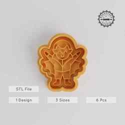 Vampire Cookie Cutter & Stamp Set, 6 Piece Collection, Perfect for Halloween Baking, S/M/L Sizes