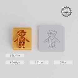 Cowboy Stamp Tile Set, 5 Sizes, Ideal for Clay & Cookies, Western Boy Motifs, Costume Kid Theme, Perfect for Halloween Crafts