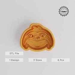 Sloth Cookie Cutter & Stamp, Set of 6, Cute Animal Theme, Perfect for Cookies, Fondant, in S/M/L Sizes