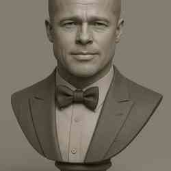 A realistic 3D printable bust of Brad Pitt, designed with exquisite detail for collectors and movie fans