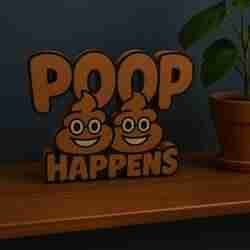 Poop Happens Word Sign – Funny Shelf or Wall Decor