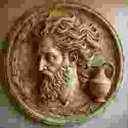 Aquarius: A Classical Gold and Bronze Relief Sculpture of the Water Bearer with Flowing Hair