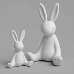 Minimalist Bunny Figurines 3D Model – Cute Sitting Rabbits STL for 3D Printing