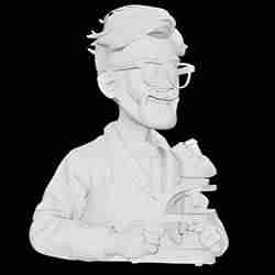 Cartoon Scientist Bust