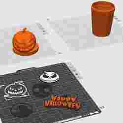 🥤 3D Halloween Milkshake Glass - With pumpkin lid and customizable logos : Skulls, ghosts & Jack Skellington