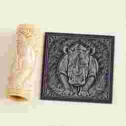 Rhino Engraved Texture Roller – Rhinoceros Clay Roller for Pottery and Crafts