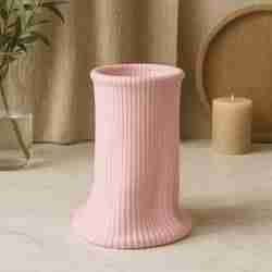 Melted Pink Ripple Vase – Matte Sculptural Vase