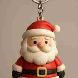 Papa Noël Keychain – Festive Santa Claus STL for 3D Printing