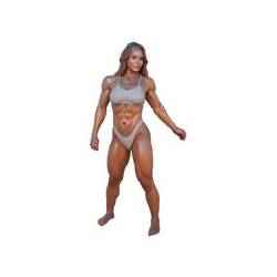 The Art of Fitness: Detailed Female Form with Exceptional Muscle Contour, Set Against a Minimalist Backdrop to Emphasize Strength and Confidence