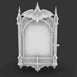 Gothic Frame with Bat Motif – Intricate Medieval Cathedral Style