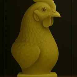 Chicken Head – Handcrafted Clay-Style STL for 3D Printing