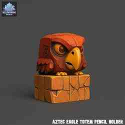 Aztec Eagle Totem Pencil Holder