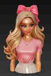 Barbie doll, doll head, mannequin, face, human face, anime, hairstyle, decoration, bust, chain, beautiful hairstyle, makeup face.