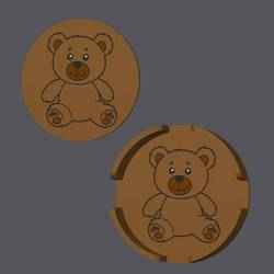 Teddy Bear - Round Coaster with holder