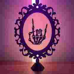 Skeleton Rock Frame – Spooky Gothic Wall & Shelf Decor