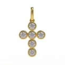 00005 Round Bezel Cross Pendant