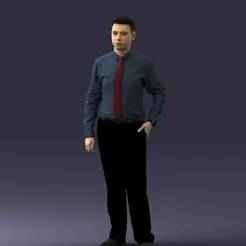 000259 Young Man in Business Casual Outfit with Red Tie 0321