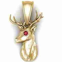 14K Deer Head Pendant – 3D Printable Model