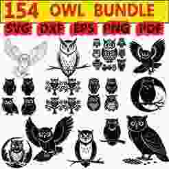 154 owl bundle svg, dxf, eps, png, pdf, file
