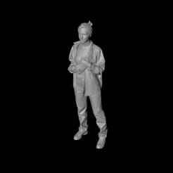 1/64 3D digital model of a woman holding a chest bag