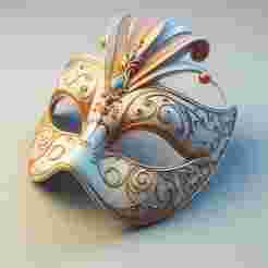 2057 Venetian Carnival Mask Color 3D Model, magic, dragon, serpent, mask, gnome, gorgon, venetian carnival, wild, fox, monster, cat, fair, witch, werewolf, horror, beast, snake, troll, skeleton dance