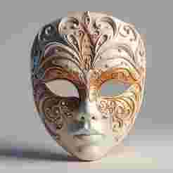 2059 Venetian Carnival Mask Color 3D Model, magic, dragon, serpent, mask, gnome, gorgon, venetian carnival, wild, fox, monster, cat, fair, witch, werewolf, horror, beast, snake, troll, skeleton dance