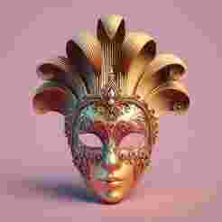 2061 Venetian Carnival Mask Color 3D Model, magic, dragon, serpent, mask, gnome, gorgon, venetian carnival, wild, fox, monster, cat, fair, witch, werewolf, horror, beast, snake, troll, skeleton dance