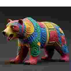 2267 Color 3D Model of a Totem-Style Bear , pug, dachshund, poodle, cat, dog, monkey, elephant, beagle, armadillo, lion, fox, faun, pomeranian, troll, platypus, majestic, totem, fantasy, crocodile