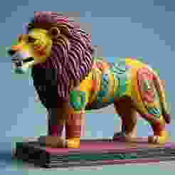 2272 Laughing African Lion with Majestic Mane - Full-Color Totem 3D Model, pug, dachshund, poodle, cat, dog, monkey, zebra, animal, armadillo, lion, fox, faun, pomeranian, troll, platypus, majestic, sculpture, fantasy, crocodile