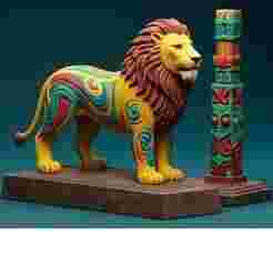 2275 Laughing African Lion with Majestic Mane - Full-Color Totem 3D Model, pug, dachshund, poodle, cat, dog, monkey, zebra, animal, armadillo, lion, fox, faun, pomeranian, troll, platypus, majestic, sculpture, fantasy, crocodile