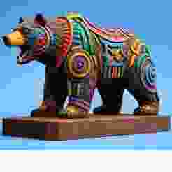 2278 Color 3D Model of a Totem-Style Bear , pug, dachshund, poodle, cat, dog, monkey, elephant, beagle, armadillo, lion, fox, faun, pomeranian, troll, platypus, majestic, totem, fantasy, crocodile