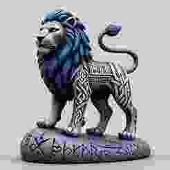 2292 Laughing African Lion with Majestic Mane - Full-Color Totem 3D Model, pug, dachshund, poodle, cat, monkey, bear, beagle, crocodile, lion, fox, bull terrier, pomeranian, galgo, wolf, doberman pinscher, newfoundland, elephant, rooster
