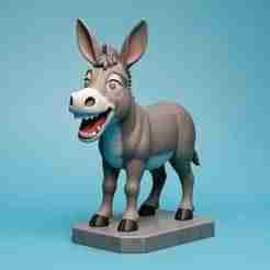 2307 Color Laughing Donkey - 3D Printed Full-Figure Statue, pug, dachshund, poodle, cat, camel, bear, beagle, crocodile, lion, fox, bull terrier, pomeranian, donkey, wolf, doberman pinscher, newfoundland, elephant, rooster