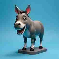 2308 Color Laughing Donkey - 3D Printed Full-Figure Statue, pug, dachshund, poodle, cat, camel, bear, beagle, crocodile, lion, fox, bull terrier, pomeranian, donkey, wolf, doberman pinscher, newfoundland, elephant, rooster