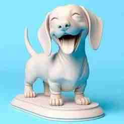 2317 Laughing Dachshund - Color 3D-Printed Statue, pug, dachshund, poodle, rooster, dog, dogue, beagle, peacock, lion, fox, bull terrier, pomeranian, galgo, wolf, doberman pinscher, newfoundland, decorative, crocodile