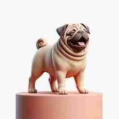 2352 Color Laughing Pug - 3D-Printed Statue, pug, dachshund, poodle, cat, dog, monkey, zebra, animal, armadillo, lion, fox, faun, pomeranian, troll, platypus, majestic, sculpture, fantasy, crocodile