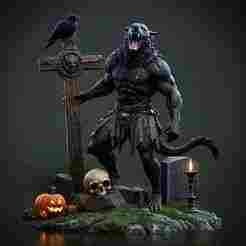 2412 COLOR Werewolf Howling - 3D Model, Halloween, magic, spider, mask, gnome, gorgon, wild, bat, monster, mutant, fair, witch, werewolf, horror, beast, mutant spider, skeleton, skull