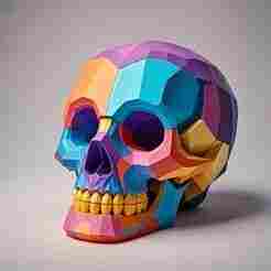 2425 Color 3D Model of a Halloween Skull - Low Poly Style, Halloween, magic, spider, mask, gnome, gorgon, wild, bat, monster, mutant, fair, witch, werewolf, horror, beast, mutant spider, skeleton, skull
